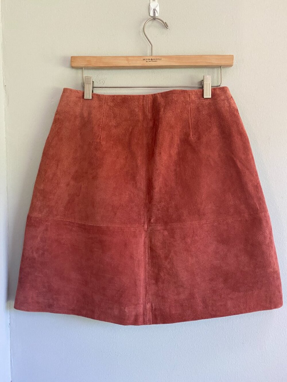 TTYA Long Tall Sally Suede Mini Double Zip Front Sz 6 Rust Brown Leather Skirt - Picture 3 of 6